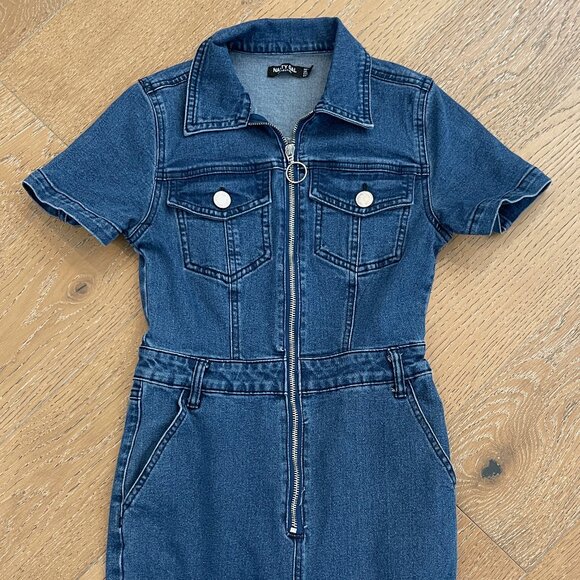 Nasty Gal Jean Romper - Size 4 - Picture 3 of 5